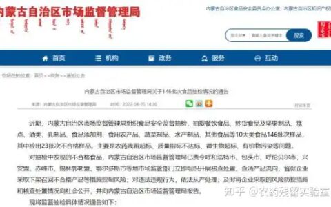 呼和浩特10批次食品抽检农药残留超标不合格