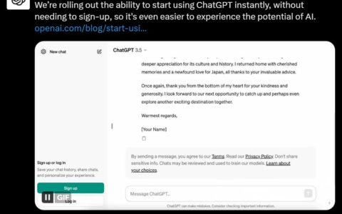现在，ChatGPT不注册登录也能免费用了