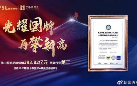 393.82亿！佛山照明连续19年上榜中国500最具价值品牌-佛山照明行业排名榜