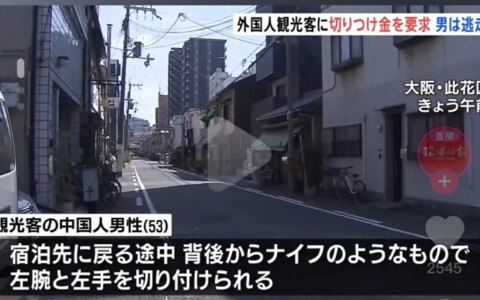 出大事了！中国游客大阪遭抢劫被砍，歹徒已逃窜，评论区沦陷！