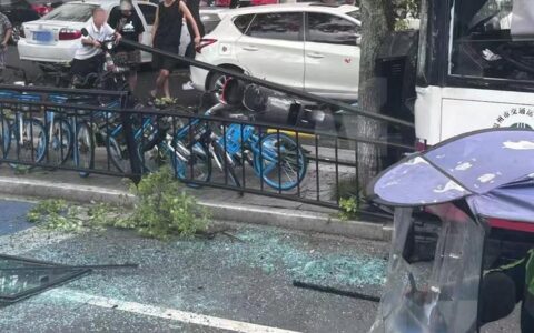 温州一公交车撞路灯杆致多人受伤，目击者称有人被担架抬走，公交线路已正常运行-温州公交车事故